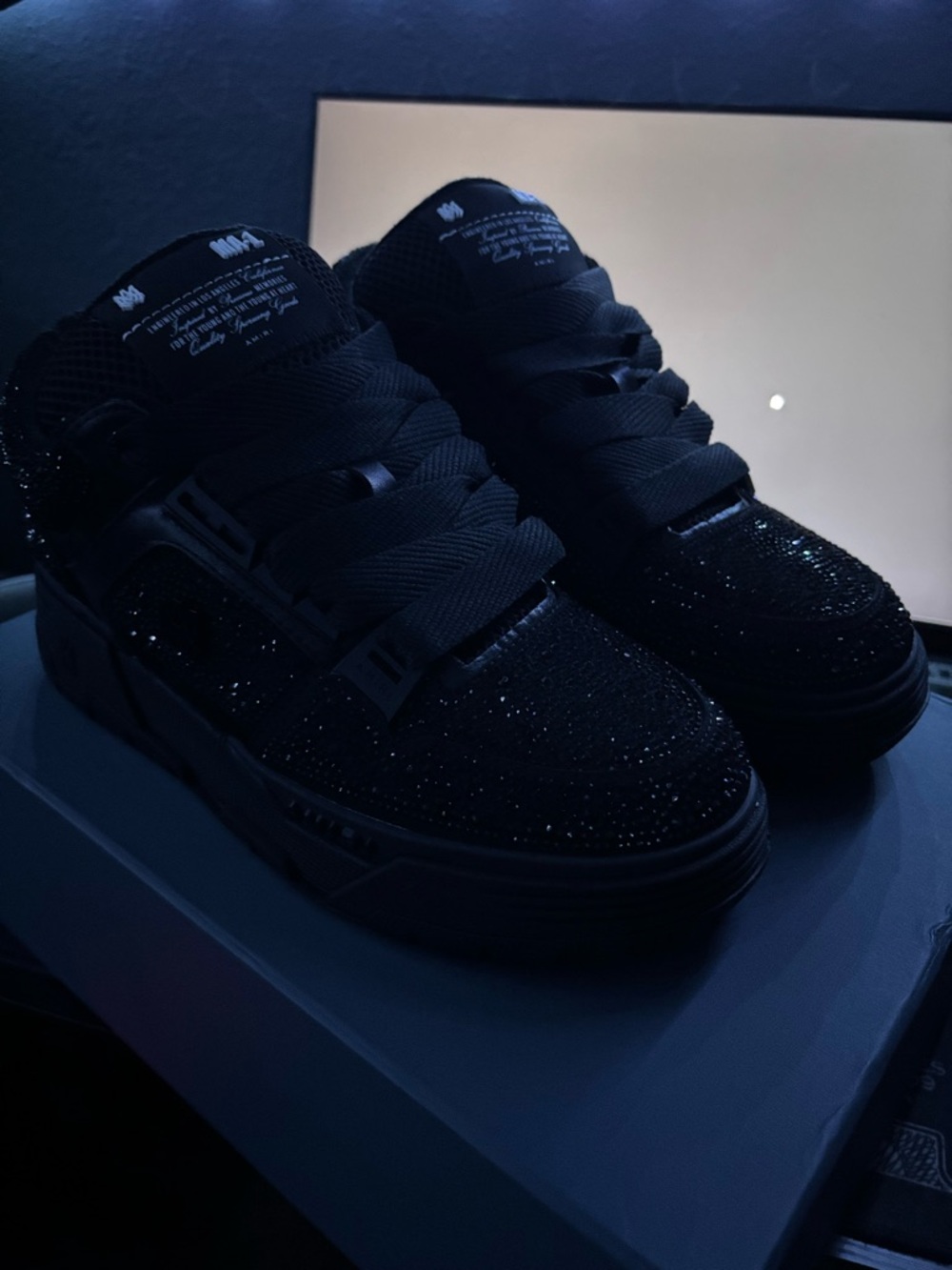 AMIRI Black Crystal MA-1 Low-Top Sneakers